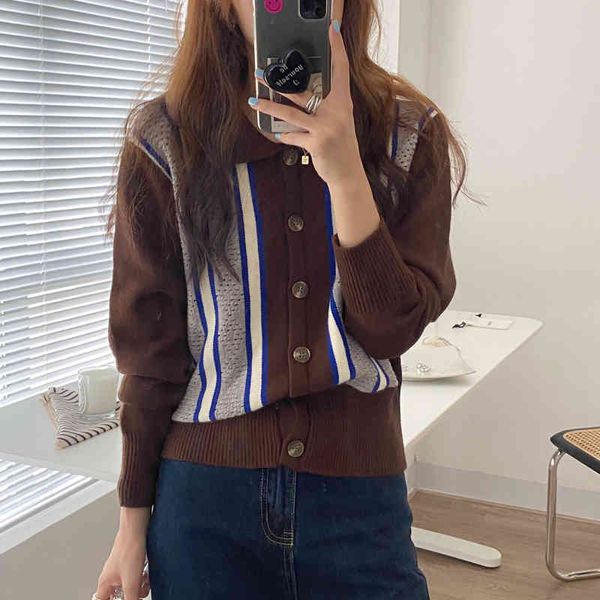 

hoodies retro-female chic casual korean mesh cardigans ladies striped autumn female leisure the whole soft christmas game sweaters, Black