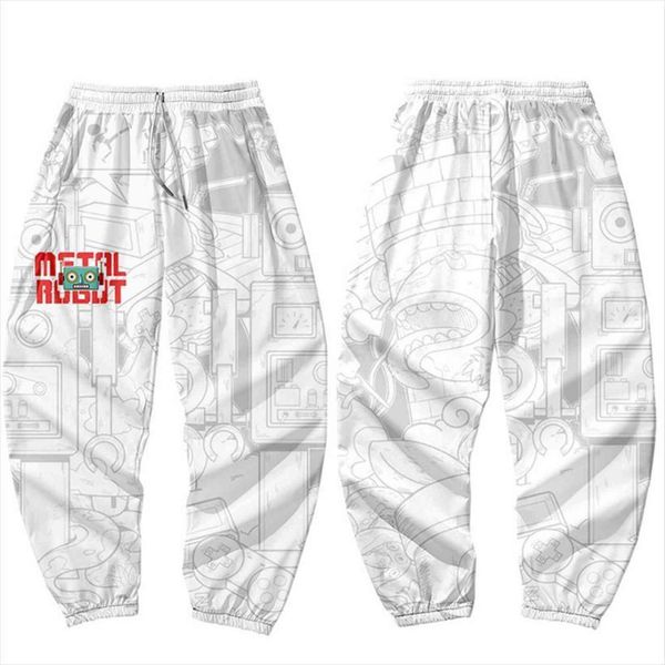 

robot printed white black women pant japanese style pocket cargo joggers harajuku sweatpant hip hop trousers plus size 6xl
