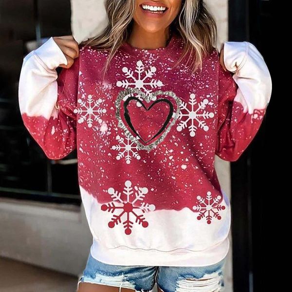 

women's hoodies & sweatshirts christmas snowflake print women fashion o-neck long sleeve blouse pullover sweatshirt 2021 moletom femin, Black