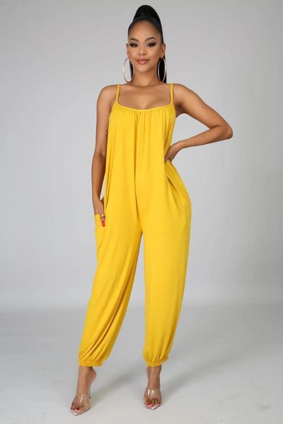 

women's jumpsuits & rompers summer 2021 casual loose monochrome jumpsuit sleeveless backless sweatpants harlan pants, Black;white