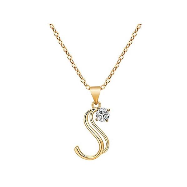 

pendant necklaces lucky all 26 english initial alphabet letter family name sign chain word letters symbol charm necklace jewelry, Silver