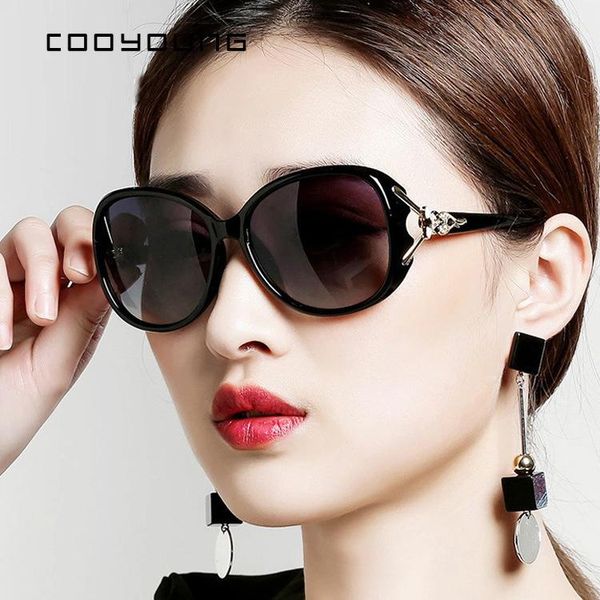 

sunglasses cooyoung women's fashion classic diamond large frame anti-uv driving ladies sun glasses female uv400, White;black