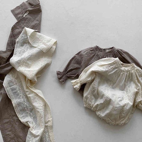 

baby girl long sleeve rompers spring summer embroider kids born clothes 210429, Blue