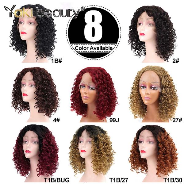 

afro kinky curly lace front wig t part lace wigs short afro kinky curly wig brown synthetic 14inches bobo wig by yaki beautyfactory direct, Black