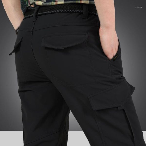

men's winter thick fleece warm stretch cargo pants military softshell waterproof casual tactical trousers plus size 4xl, Black