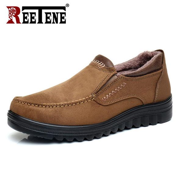 

boots reetene warm snow for men non-slip rubber casual male shoes comfort cotton big size 50 men's winter, Black