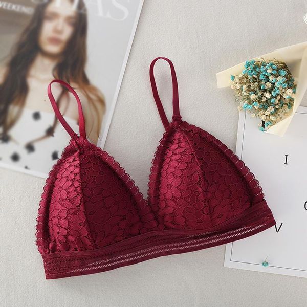

bras women lace lingerie wireless thin underwear soft bra ladies seamless 2021, Red;black