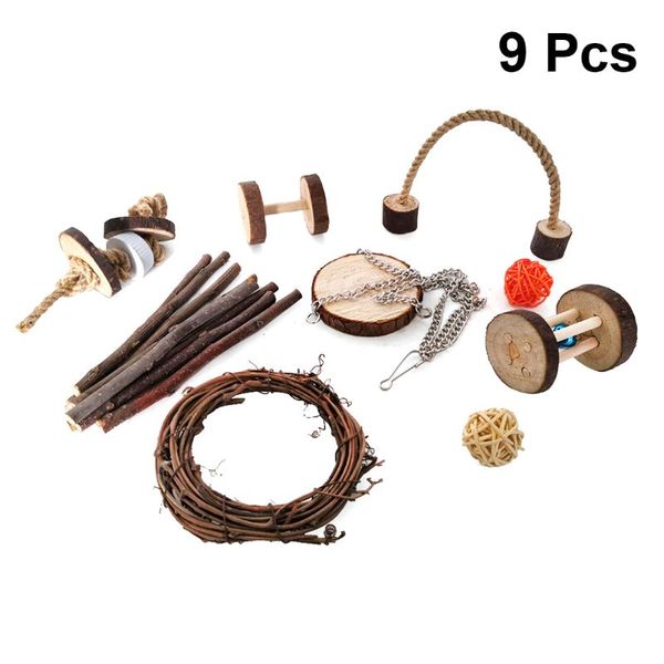 

other bird supplies 9pcs hamster wooden teeth grinding creative parrot bite playing