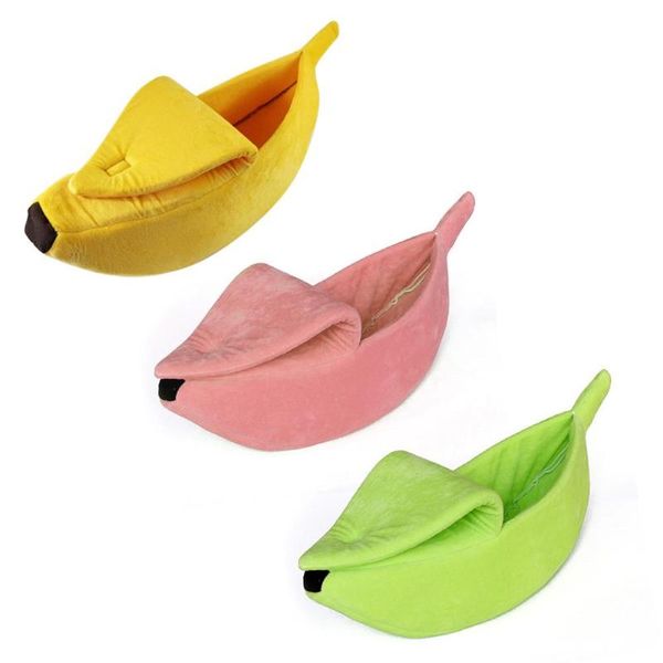 

cat beds & furniture small pet bed banana-shaped house fluffy warm soft plush breathable banana and dog cushion basket portable
