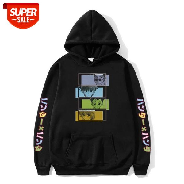 

janpanese anime hunter x killua leorio kurapika hisoka pullover autumn winter hoodie men womens streetswear couple outfit #6430, Black