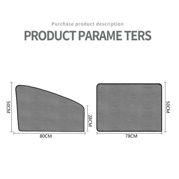 

4pcs car window sun shade black curved magnetic mesh shield rear square sunshade