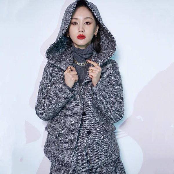 

women's jackets winter runway short coat vintage long sleeve wool jacket 210922db07, Black;brown