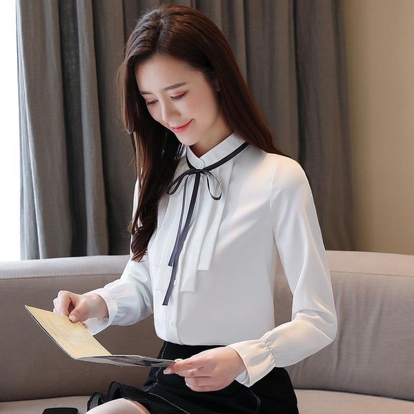 

women's knits & tees shirt long-sleeved fashion all-match chiffon spring style foreign bottoming and autumn white top