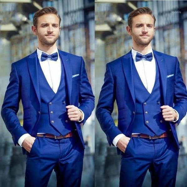 

men's suits & blazers royal blue men for wedding suit black peaked lapel slim fit groom wear tuxedo prom groomsmen male blazer costume, White;black