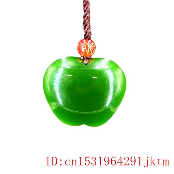 

green jade apple pendant fashion charm jewelry natural necklace chinese jadeite amulet gifts carved, Silver