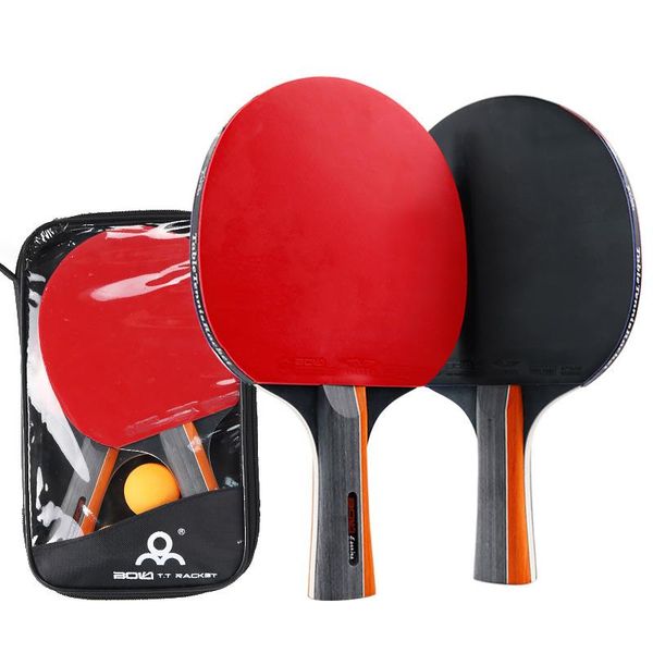 

3-stars e20 table tennis bat 7 layers wood racket long short handle pong paddle pimples in with bag for beginners raquets