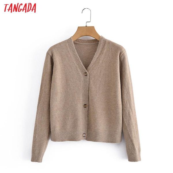 

women's knits & tees tangada 2021 women classic khaki knitted cardigan sweater jumper long sleeve button-up female outerwear 3a145, White