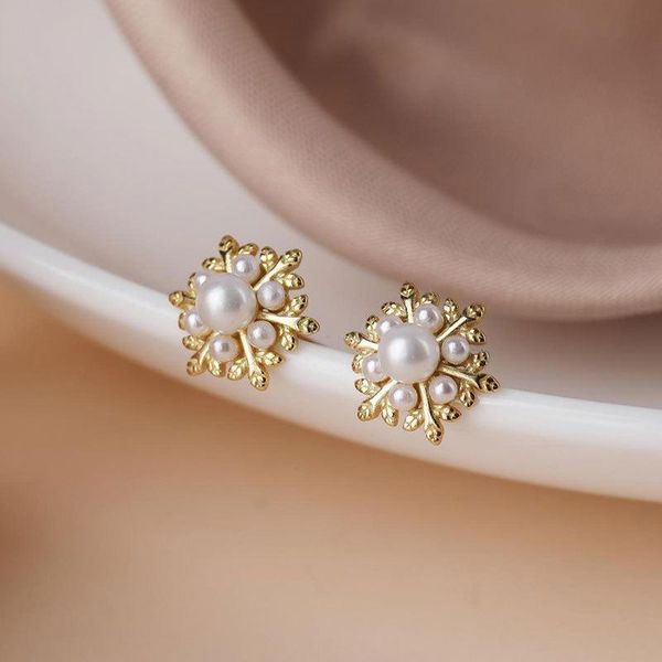 

stud yc5237e s925 silver exquisite fashion geometry pattern flower zircon earrings girlfriend gift banquet women's jewelry, Golden;silver