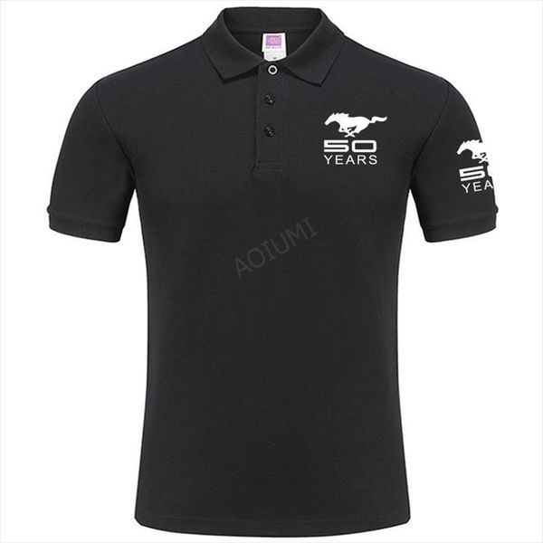 

summer desiger pure cotton men polos short sleeve casual brand 50 years mustang polo shirt jerseys plus size 3xl, White;black