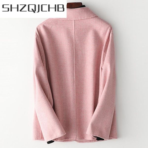 

women's wool & blends shzq autumn winter coat women 80% female long jackets korean spring sided woolen clothes pink overcoat abrigo 987, Black