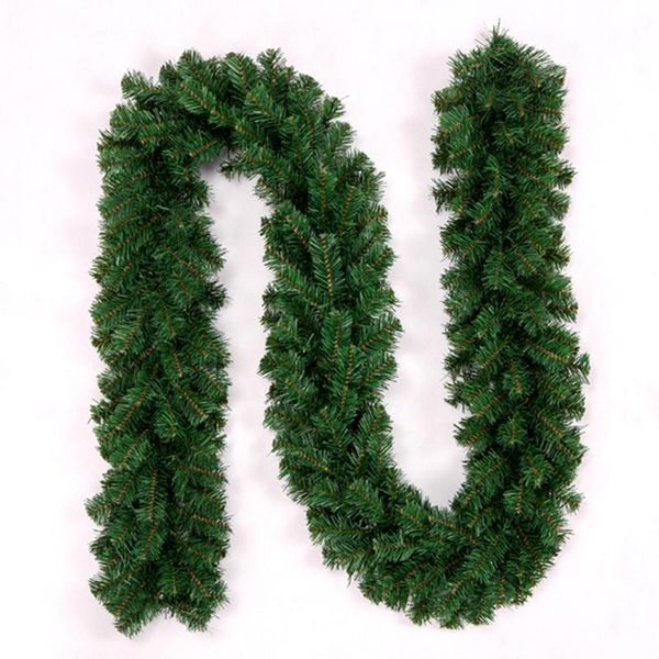 

decorative flowers & wreaths 2.7m artificial green christmas garland wreath fake grass xmas home party decor rattan hanging ornament for