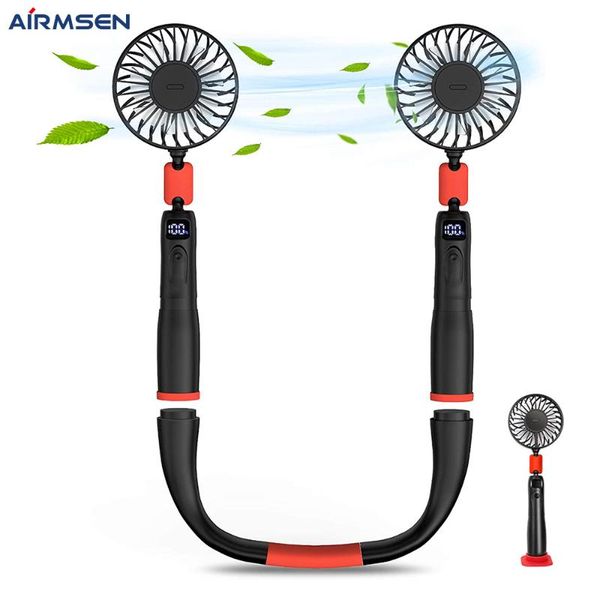 

portable neck fan detachable 4000 mah usb rechargeable hanging mini sports 3-speed adjustable hands home outdoor electric fans