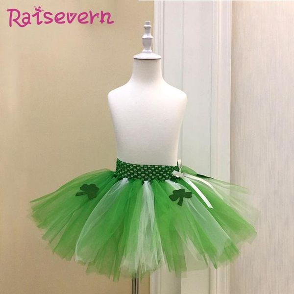 

mesh patchwork children skirts st. patrick's day lucky straw appliques baby girl ball gown skirt 2021 spring summer, Blue