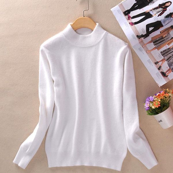 

women's sweaters women autumn knitwear bottom shirt half collar long sleeves slim fit knitted kng88, White;black