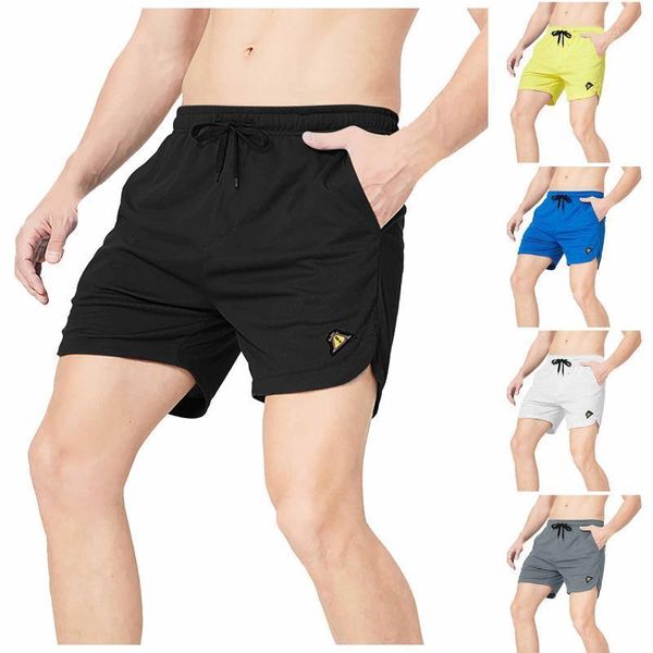 

men's shorts summer moisture absorption and quick-drying sports five-point pants beach short pant workout sweatpants homme, White;black