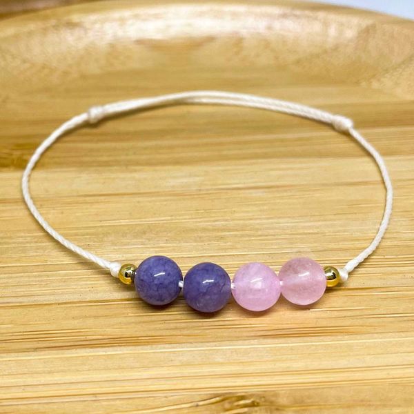 

charm bracelets purple agate women handmade adjustable minimalist thread jewelry natural stones gold plated beads accessories girl gif, Golden;silver