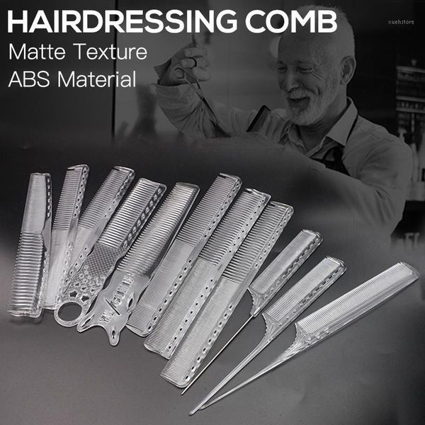 

professional hairdressing transparent anti-static hair cutting comb salon haircut non-slip handle flat clipper1, Silver