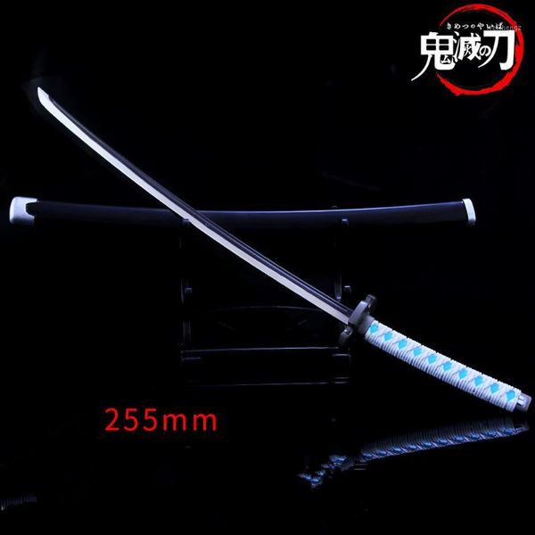 

9styles anime demon slayer kimetsu no yaiba sword keychain 255mm katana keyring tanjirou zenitsu giyuu metal key chains1, Silver