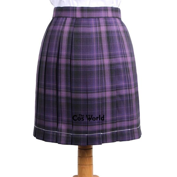 

clothing sets [dark violet] girl's japanese summer high waist pleated plaid skirts for jk school uniform students cloths, White