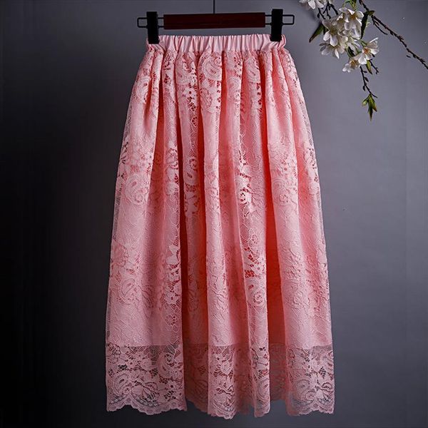 

children fashion kids summer winter women skirts cotton lace long casual loose high waist elastic a82, Blue
