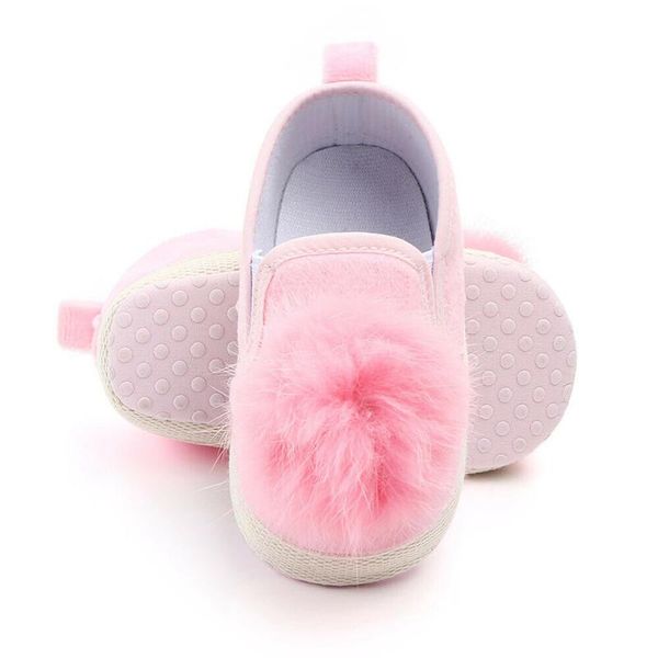 

first walkers born baby shoes girls princess crib soft sole big hairball prewalker anti-slip sneakers