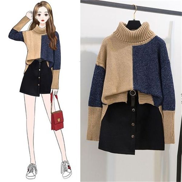 

two piece dress sweet plaid 2 piece skirt set girl korean style and s-xl two outfits winter women 2 en7t, White