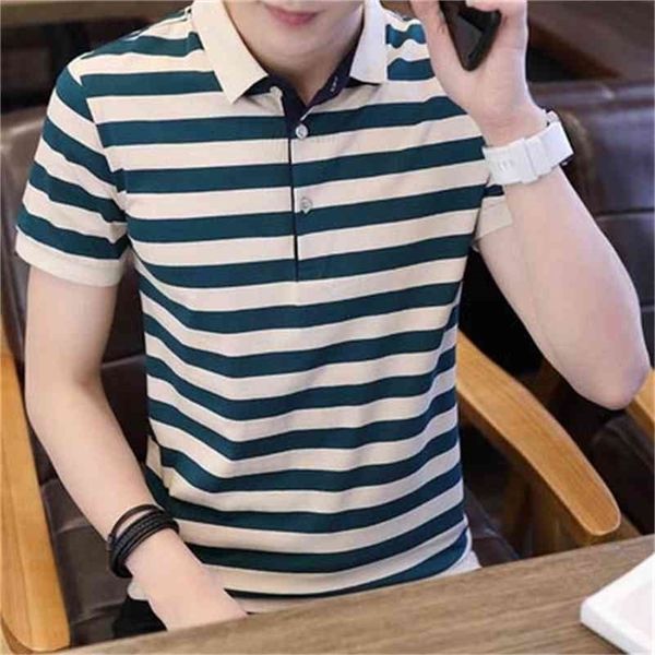 

men's short-sleeved t-shirt trend korean version of slim handsome67 210420, White;black