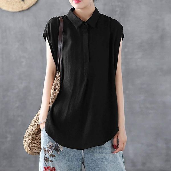 

women's blouses & shirts summer blouse zanzea fashion lapel casual sleeveless blusas female asymmetrical oversized chemise, White