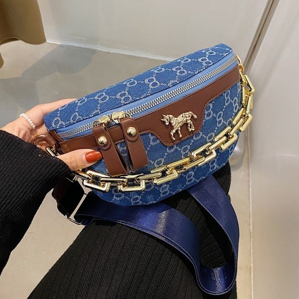 

design handbag chaopai 2021 new fashion versatile small bag single shoulder denim messenger texture chest mobile phone wallet