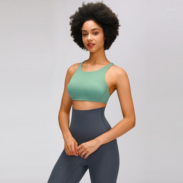 

sports vest women's solid color thin shoulder straps cross beautiful back underwear fitness small sling bra yoga outfit