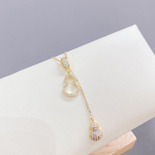 

pendant necklaces women necklace gourd tassel studded clavicle chain, Silver