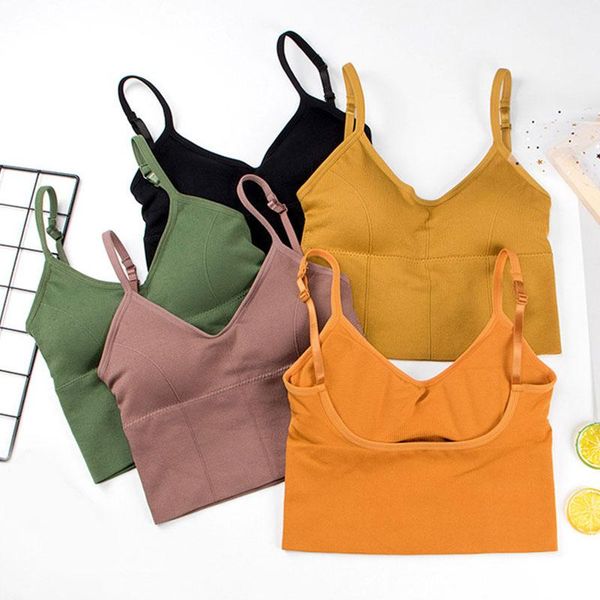 

women's tanks & camis women underwear bras female brassiere ladies tank padded removable lingerie seamless crop tube, White