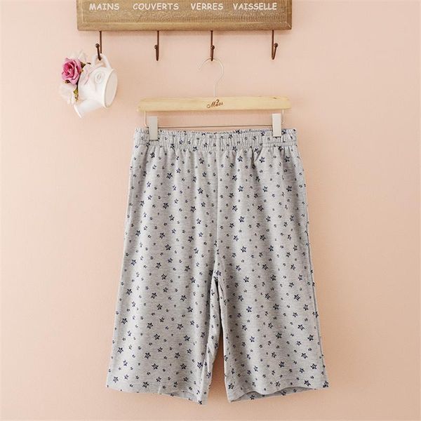

men's sleepwear male elastic waist print double pocket capris clothing sleep cotton  l ll, Black;brown