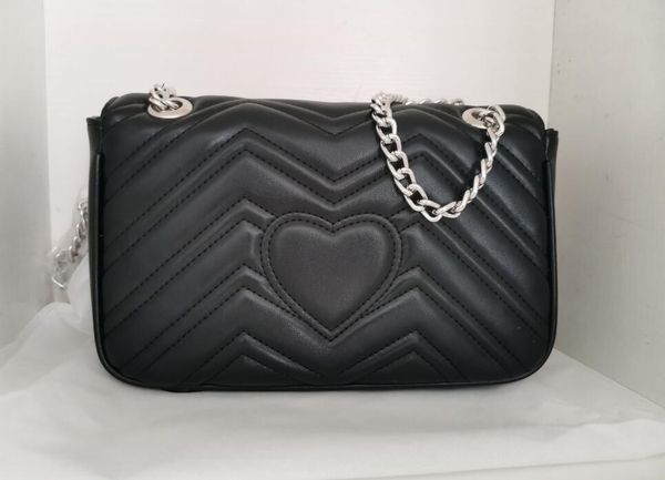 

5a women wave pattern marmont shoulder bags gold chain messenger bag fashion quilted heart leather handbags female wallet 26cm