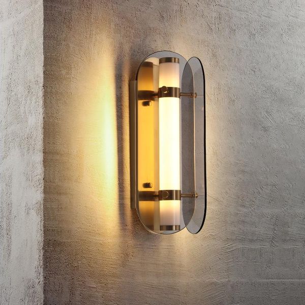 

post modern simple art glass wall lamp bedroom bedside corridor shop background