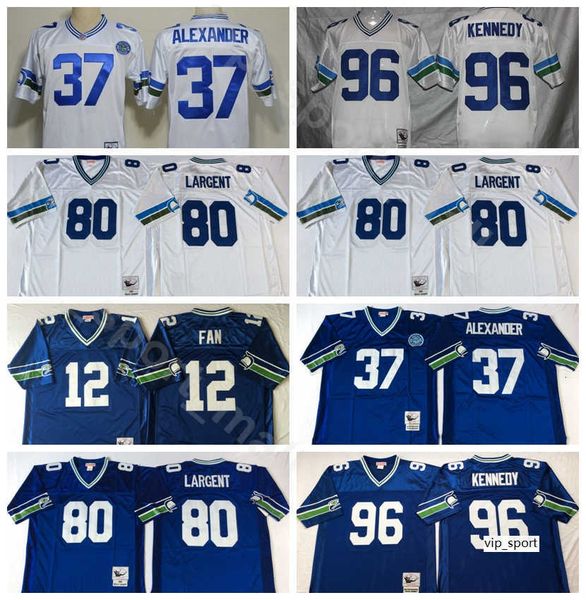 

retro ncaa football 37 shaun alexander 80 steve largent jerseys 96 cortez kennedy 12 12th fan stitched team blue white vintage, Black;red
