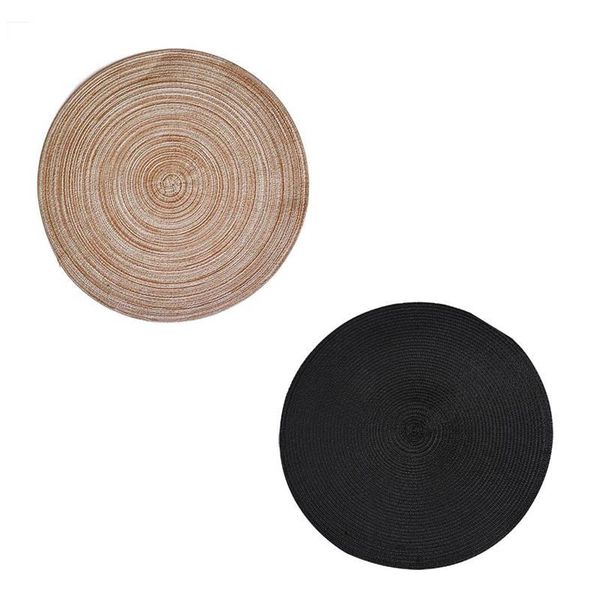 

mats & pads 4pcs round braided placemats washable kitchen table for home wedding party 40cm mat bowl