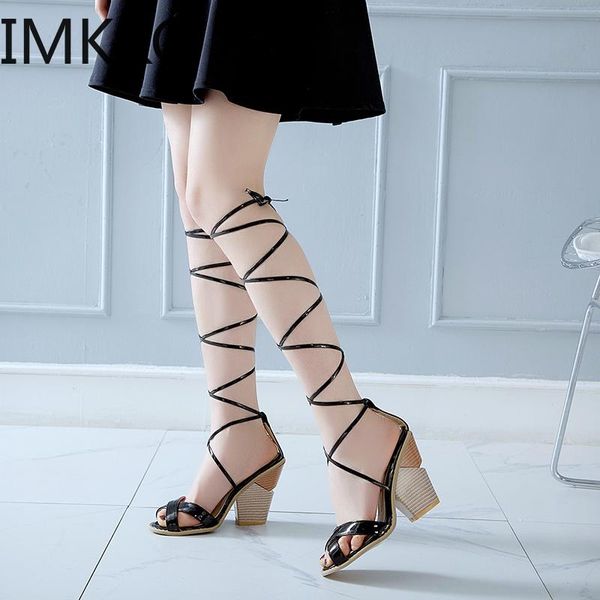 

summer open toe cross tied sandals ladies narrow band female high heel women's black/white big size 34-43