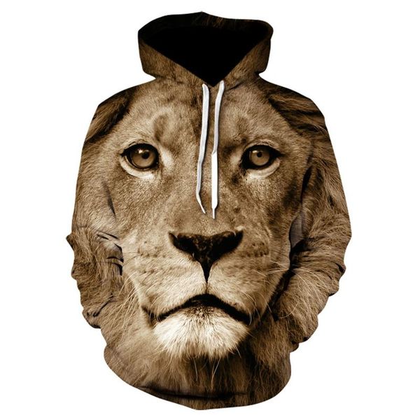 

men's hoodies & sweatshirts animal lion 3d printing hoodie fashion spring and autumn sweatshirt gothic streetwear casual jacket, Black