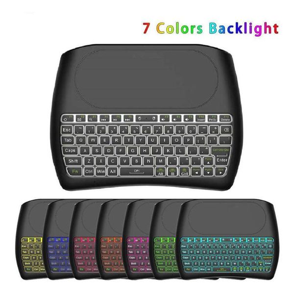 

pro bluetooth 2.4g wireless handheld keyboard 7 color backlight dual mode english russian portable fingerboard keyboards